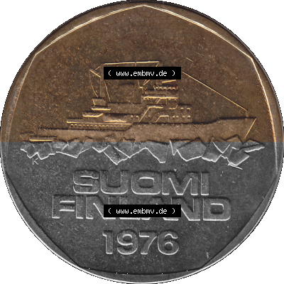 Alte Münzen KMS Finnland, Kursmünzensatz 1976 in Stempelglanz als digitales Computerbild in transparenten PNG 1972-1978, 5 Finnische... Sammlung