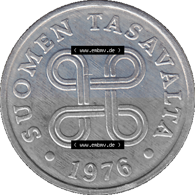 Alte Münzen KMS Finnland, Kursmünzensatz 1976 in Stempelglanz als digitales Computerbild in transparenten PNG 1969-1979, 1 Penny,... Sammlung