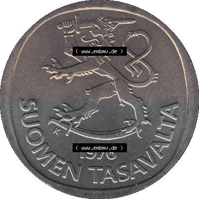 Alte Münzen KMS Finnland, Kursmünzensatz 1976 in Stempelglanz als digitales Computerbild in transparenten PNG 1969-1993, 1 Finnische... Sammlung