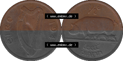 Münze aus Irland als PNG-Grafik 1939-1967, 0.50 Penny, Half Penny 1941 Sammlung