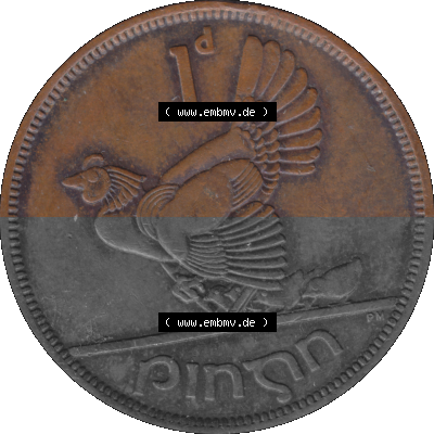Münze aus Irland als PNG-Grafik 1940-1968, 1 Penny 1964 Sammlung