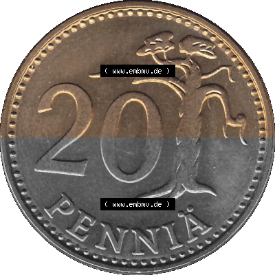 finnischen digitalisierten Münze in transparenten PNG 1963-1990, 20 Penny, 1978 Sammlung