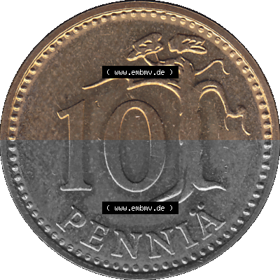 finnischen digitalisierten Münze in transparenten PNG 1963-1982, 10 Penny, 1978 Sammlung