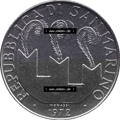 San Marino 1972-1972, Münze 50 Lire, 1972, MONASSI REPUBBLICA DI SAN MARINO 50 LIRE Sammlung