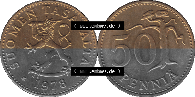 finnischen digitalisierten Münze in transparenten PNG 1963-1990, 50 Penny 1978 Sammlung