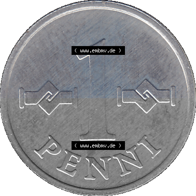 Alte Münzen KMS Finnland, Kursmünzensatz 1976 in Stempelglanz als digitales Computerbild in transparenten PNG 1969-1979, 1 Penny,... Sammlung
