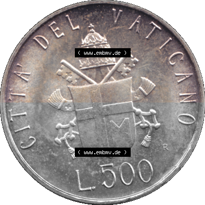 Alte Münze aus der Vatikanstadt / Vatikan als PNG-Grafik 1981-1981, 500 Lire Silbermünze Papst Johannes Paul II. 1981 Sammlung