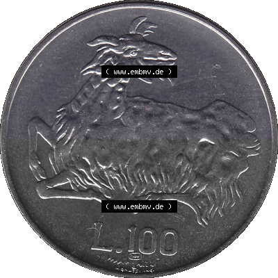 San Marino Münze 1974-1974 als transparente PNG-Grafik, 100 Lire, L.100 MINGUZZI MONASSI INC. Sammlung