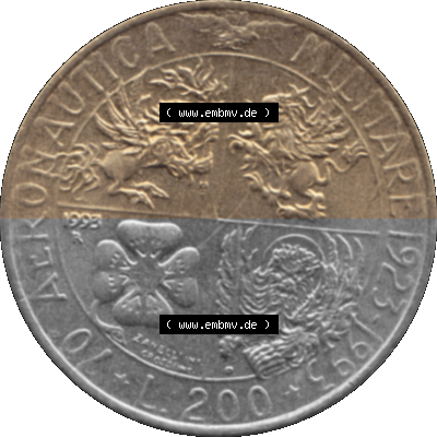 Münze aus Italien / Italia als PNG-Grafik 1993-1993, 200 Lire Militärischen Luftfahrt 1993 Sammlung