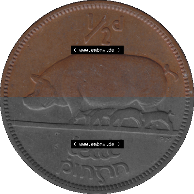 Münze aus Irland als PNG-Grafik 1939-1967, 0.50 Penny, Half Penny 1941 Sammlung