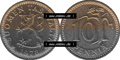 finnischen digitalisierten Münze in transparenten PNG 1963-1982, 10 Penny, 1978 Sammlung