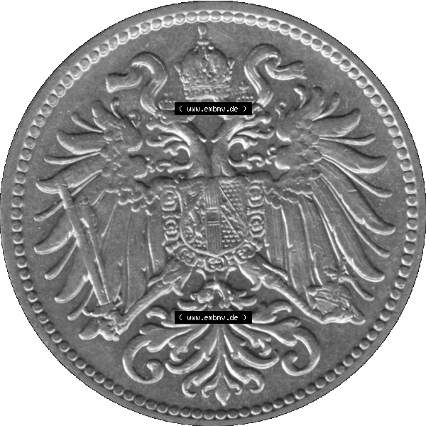 Grau bzw. s/w Alte Münze aus Kaiserreich Österreich als PNG-Grafik 1892-1911, 10 Heller 1910-01. Vorderseite der alten österreichischen 10 Heller Umlaufmünze aus Österreich Kaiserreich,... Sammlung Graustufen