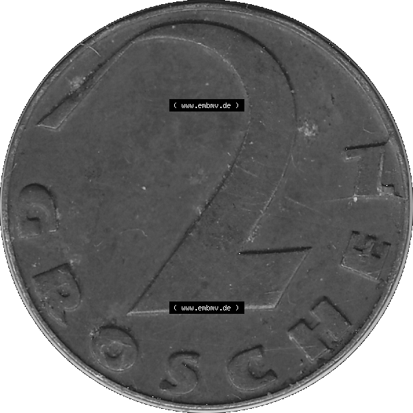 Grau bzw. s/w Alte Münze 2 / Zwei Groschen Österreich in original Farbgebung von Scanner transparenten PNG 1925-1938, 2 Zwei Groschen, Krückenkreuz 1925-02. Rückseite der alten... Sammlung Graustufen