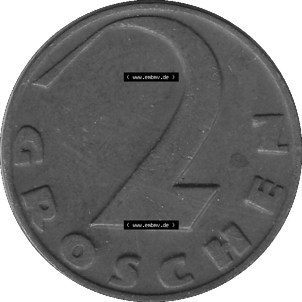 Grau bzw. s/w Alte Münze 2 / Zwei Groschen Österreich in original Farbgebung von Scanner transparenten PNG 1925-1938, 2 Zwei Groschen, Krückenkreuz 1936-03. Rückseite der alten... Sammlung Graustufen