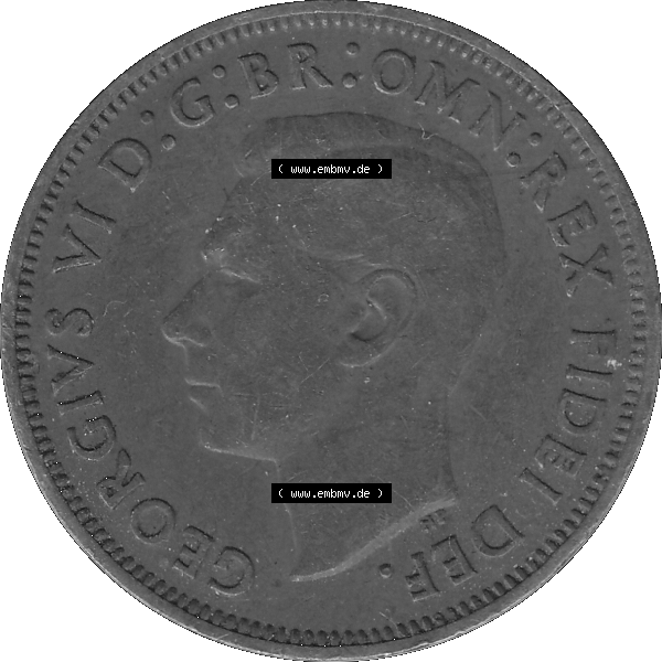 Grau bzw. s/w Alte Münze Großbritannien Umlaufmünze Half Penny 1949-1952, Half Penny 1951-01, George VI. GEORGIVS VI D-G-BR-OMN-REX FIDEI DEF.HP. Vorderseite der alten... Sammlung Graustufen