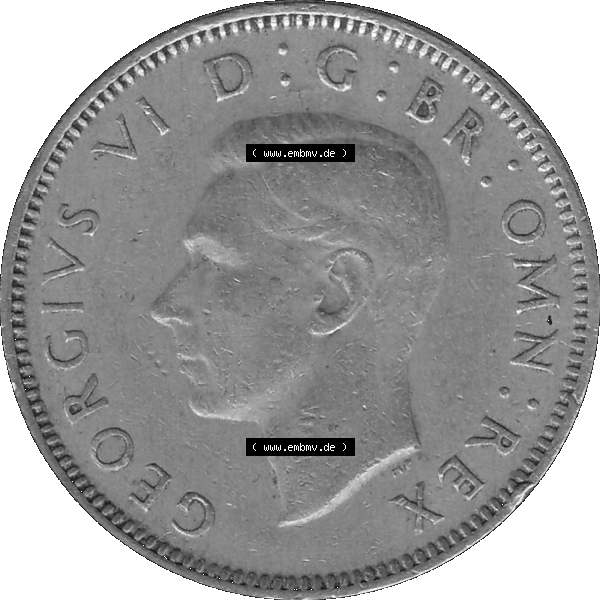 Grau bzw. s/w Alte Münze Großbritannien, Bild in Farbe bzw. Color PNG-Grafik 1947-1948, 1 One Schilling - One Shilling, 1948-07 Stehender gekrönter Löwe auf Krone.... Sammlung Graustufen