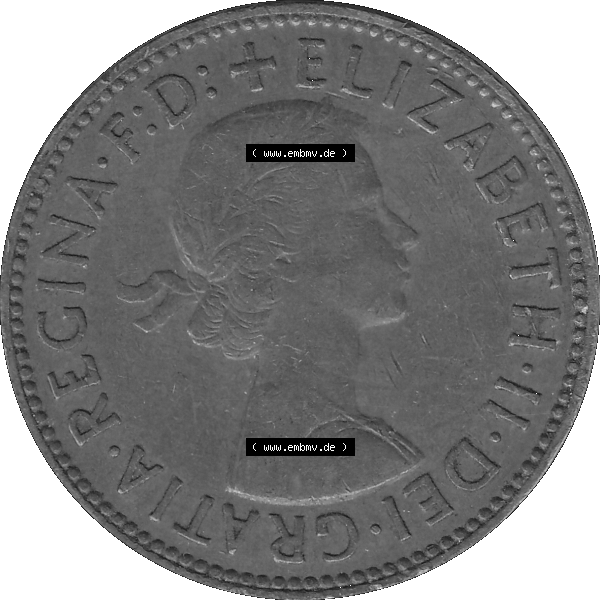 Grau bzw. s/w Alte Münze Großbritannien Umlaufmünze Half Penny, 1/2 Pence 1954-1970, Half Penny, Halber Pence 1960-01, Elisabeth II. - Schriftzug ELIZABETH II DEI GRATIA... Sammlung Graustufen