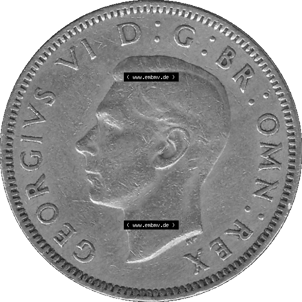 Grau bzw. s/w Alte Münze Großbritannien, Bild in Farbe bzw. Color PNG-Grafik 1947-1948, 1 One Schilling - One Shilling, 1948-02 Sitzender gekrönter Löwe auf Krone.... Sammlung Graustufen