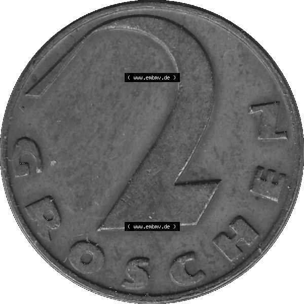 Grau bzw. s/w Alte Münze 2 / Zwei Groschen Österreich in original Farbgebung von Scanner transparenten PNG 1925-1938, 2 Zwei Groschen, Krückenkreuz 1937-01. Rückseite der alten... Sammlung Graustufen