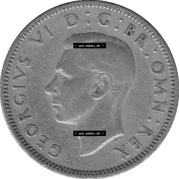 Grau bzw. s/w Alte Münze Großbritannien, Bild in Farbe bzw. Color PNG-Grafik 1947-1948, 1 One Schilling - One Shilling, 1947-02 Sitzender gekrönter Löwe auf Krone.... Sammlung Graustufen