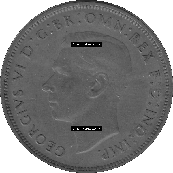 Grau bzw. s/w Alte Münzen Großbritannien Umlaufmünze 1937-1948, 1 One Penny 1948-02 , George VI, GEORGIVS VI DGBROMNREX FDINDIMP. HP. Vorderseite der alten britischen... Sammlung Graustufen