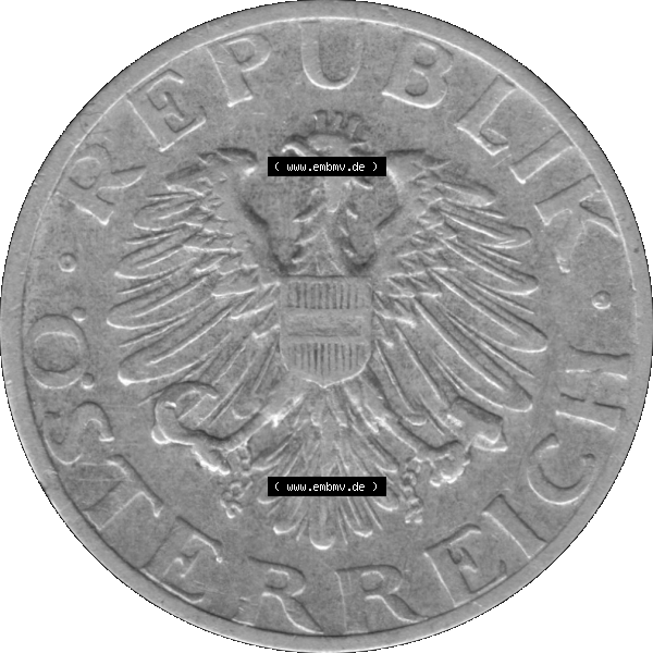 Grau bzw. s/w Alte Münze aus Österreich als PNG-Grafik 1946-1955, 50 Groschen 1946-01. Vorderseite der alten österreichischen Umlaufmünze aus Österreich, Münze vor Euro,... Sammlung Graustufen