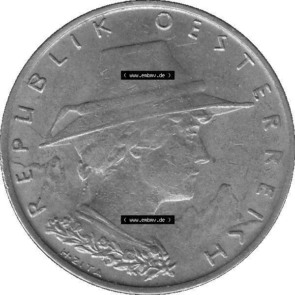 Grau bzw. s/w Alte Münze 10 / Zehn Groschen Österreich in original Farbgebung von Scanner transparenten PNG 1925-1929, 10 Groschen 1928-01, VS Triolerien, RS Wert mit Kranz. Vorderseite... Sammlung Graustufen