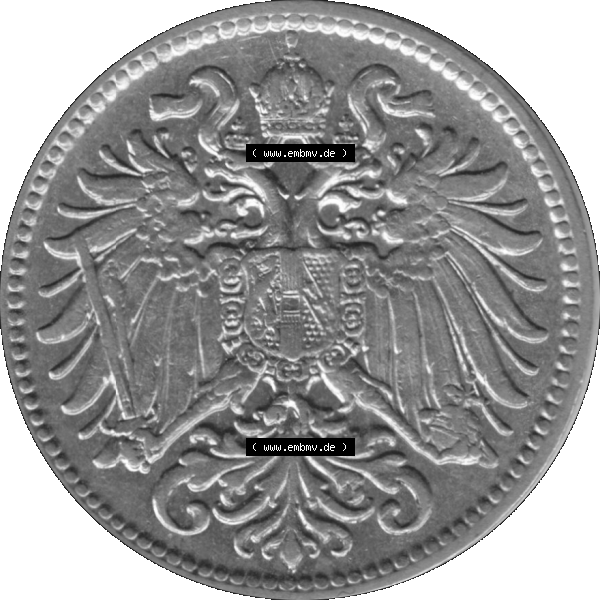 Grau bzw. s/w Alte Münze aus Kaiserreich Österreich als PNG-Grafik 1892-1911, 10 Heller 1908-01. Vorderseite der alten österreichischen 10 Heller Umlaufmünze aus Österreich Kaiserreich,... Sammlung Graustufen