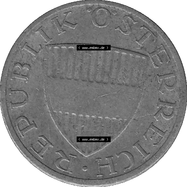 Grau bzw. s/w Alte Münze 50 / Fünfzig Groschen Österreich in original Farbgebung von Scanner transparenten PNG 1959-2001, 50 Groschen 1961-01, Bindenschild. Vorderseite der alten... Sammlung Graustufen