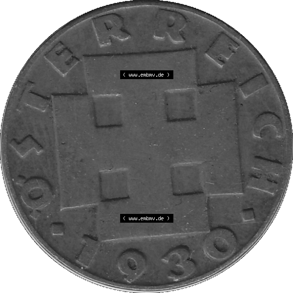 Grau bzw. s/w Alte Münze 2 / Zwei Groschen Österreich in original Farbgebung von Scanner transparenten PNG 1925-1938, 2 Zwei Groschen, Krückenkreuz 1930-02. Vorderseite der alten... Sammlung Graustufen
