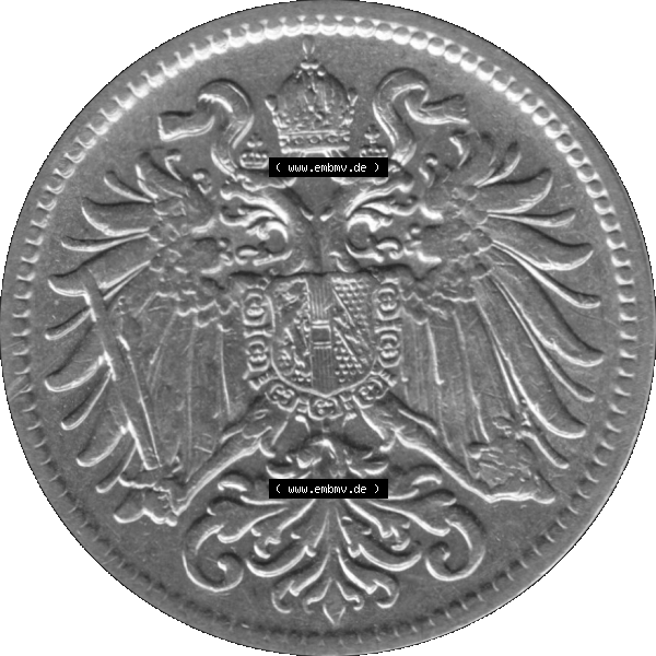 Grau bzw. s/w Alte Münze aus Kaiserreich Österreich als PNG-Grafik 1892-1911, 10 Heller 1909-01. Vorderseite der alten österreichischen 10 Heller Umlaufmünze aus Österreich Kaiserreich,... Sammlung Graustufen