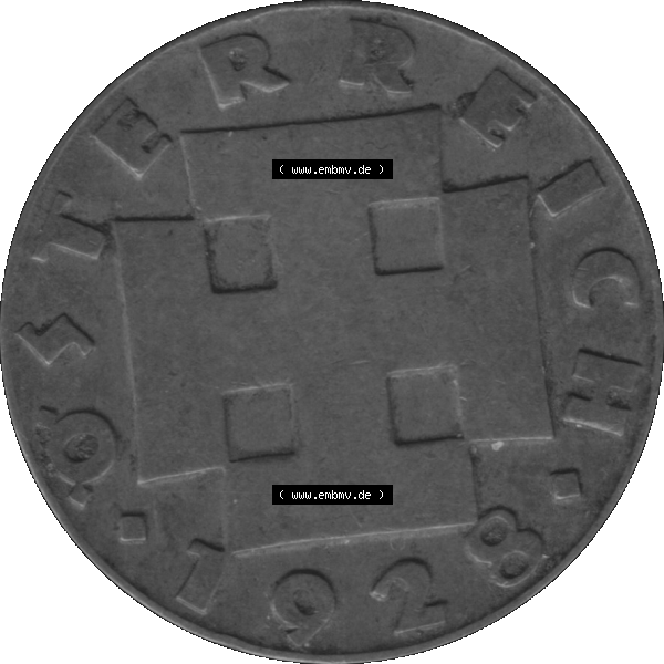 Grau bzw. s/w Alte Münze aus Österreich als PNG-Grafik 1925-1938, 2 Groschen 1928-01. Vorderseite der alten österreichischen Umlaufmünze aus Österreich, Münze vor Euro,... Sammlung Graustufen