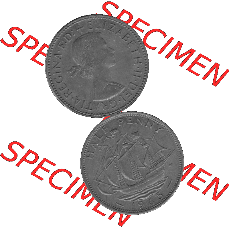 Alte Münze Großbritannien Umlaufmünze Half Penny, 1/2 Pence 1954-1970, Half Penny, Halber Pence 1965-01, Elisabeth II. - Schriftzug ELIZABETH II DEI GRATIA... Sammlung