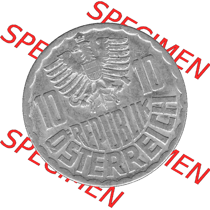 Alte Münze 10 / Zehn Groschen Österreich in s/w Schwarzweiß bzw. Graustufen Farbgebung von Scanner transparenten PNG 1951-2001, 10 Groschen 1963-01 Graustufen.... Sammlung
