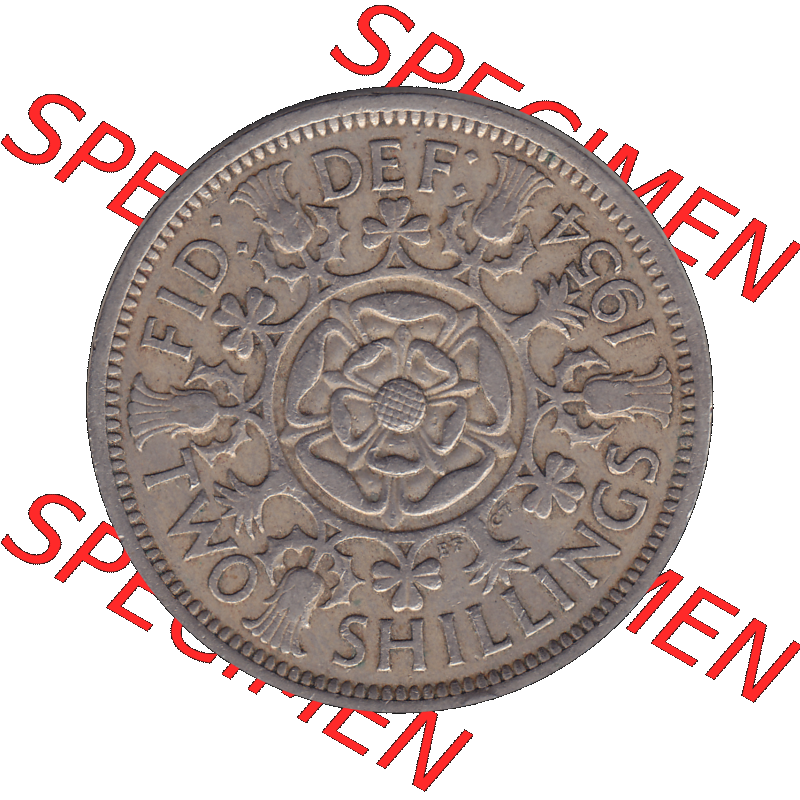 Alte Münze Großbritannien, Bild in Farbe bzw. Color PNG-Grafik, Umlaufmünze aus dem Zeitraum 1954-1970, 2 Schilling-Florin, Two Shillings, 1954-01 ELIZABETH... Sammlung
