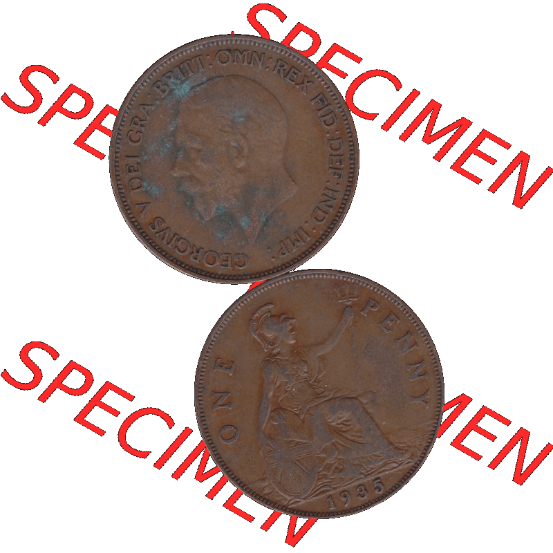Alte Münze Großbritannien Umlaufmünze One Penny, 1 Pence 1928-1936, 1 One Penny, 1935-01, George V. BM GEORGIVS V DEI GRABRITTOMNREX FIDDEFINDIMP.... Sammlung