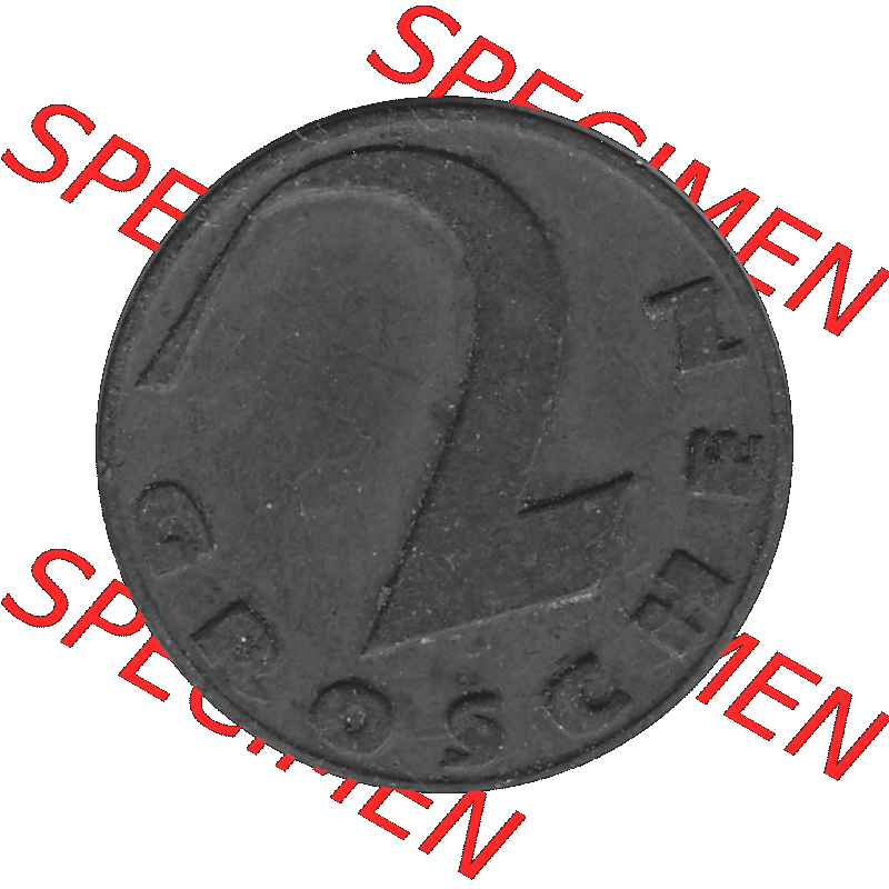 Alte Münze 2 / Zwei Groschen Österreich in s/w Schwarzweiß bzw. Graustufen Farbgebung von Scanner transparenten PNG 1925-1938, 2 Zwei Groschen, Krückenkreuz... Sammlung