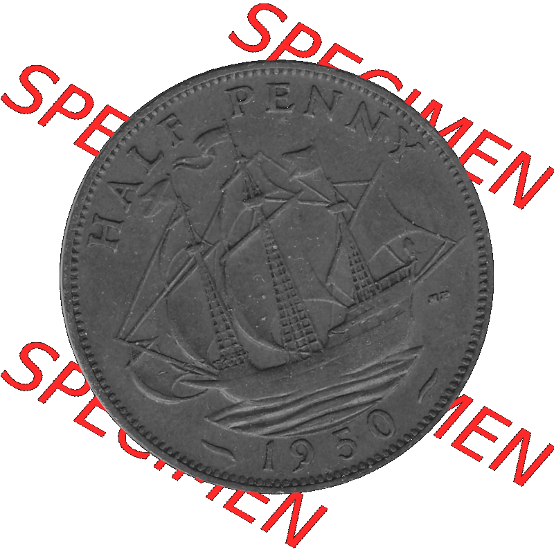 Alte Münze Großbritannien Umlaufmünze Half Penny 1949-1952, Half Penny 1950-01, George VI. GEORGIVS VI D-G-BR-OMN-REX FIDEI DEF.HP Graustufen. Rückseite... Sammlung