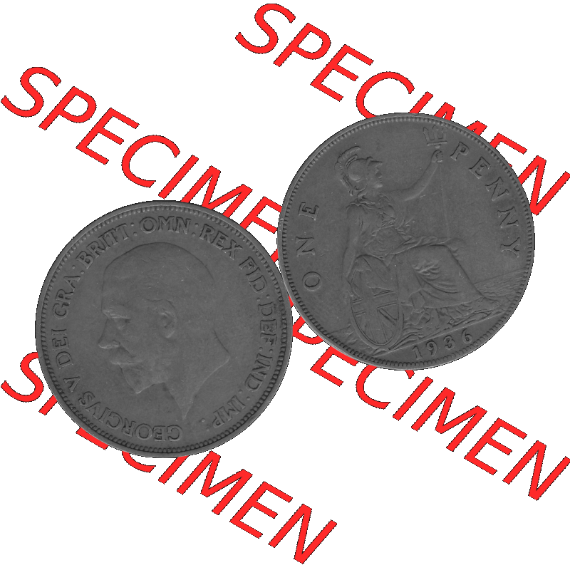 Alte Münze Großbritannien Umlaufmünze One Penny, 1 Pence 1928-1936, 1 One Penny, 1936-01, George V. BM GEORGIVS V DEI GRABRITTOMNREX FIDDEFINDIMP Graustufen.... Sammlung