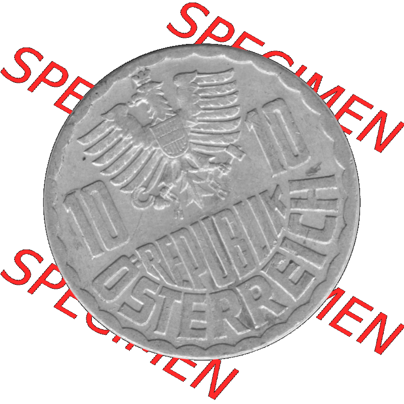 Alte Münze 10 / Zehn Groschen Österreich in s/w Schwarzweiß bzw. Graustufen Farbgebung von Scanner transparenten PNG 1951-2001, 10 Groschen 1957-01 Graustufen.... Sammlung
