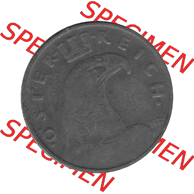 Alte Münze 1 / Ein Groschen Österreich in s/w Schwarzweiß bzw. Graustufen Farbgebung von Scanner transparenten PNG 1925-1938, 1-Ein Groschen, Adlerkopf mit Mauerkrone... Sammlung