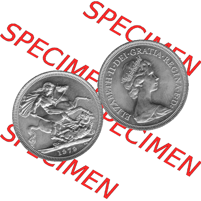 Alte Goldmünze Großbritannien Bilder in s/w bzw. Graustufen 1974-1984, 1 Sovereign 1979-01 Graustufen. Vorderseite und Rückseite der britischen Sovereign-Goldmünze... Sammlung