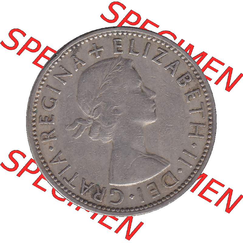 Alte Münze Großbritannien, Bild in Farbe bzw. Color PNG-Grafik, Umlaufmünze aus dem Zeitraum 1954-1970, 2 Schilling-Florin, Two Shillings, 1961-02 ELIZABETH... Sammlung