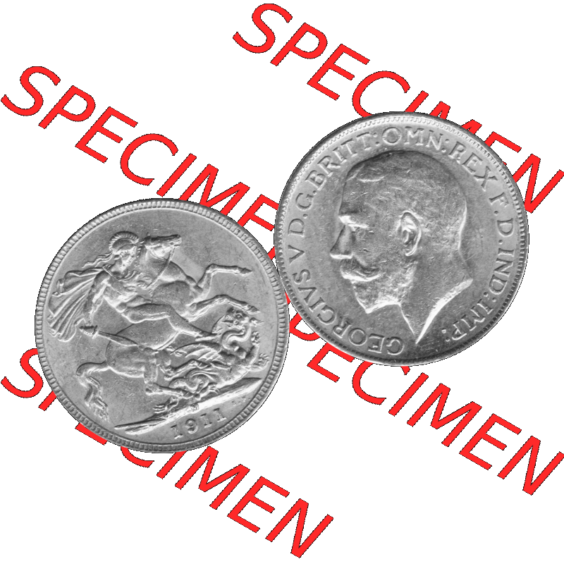 Alte Goldmünze Großbritannien Bilder in s/w bzw. Graustufen 1911-1927, 1 Pfund Sovereign 1911-01 Graustufen. Vorderseite und Rückseite der britischen Sovereign-Goldmünze... Sammlung