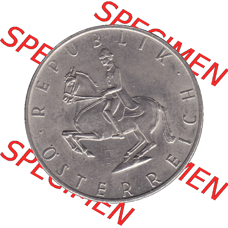 Alte Münze 5 / Fünf Schilling Österreich in original Farbgebung von Scanner transparenten PNG 1968-2001, 5 Schilling 1980-02, Reiter in der Levade. Vorderseite der... Sammlung
