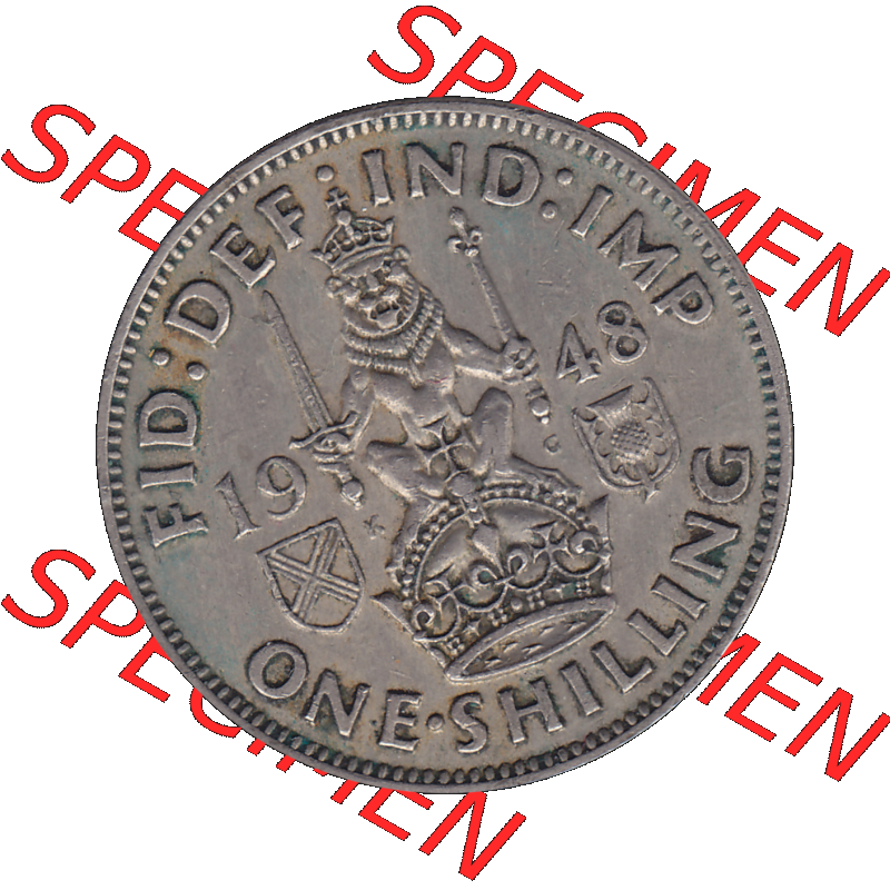 Alte Münze Großbritannien, Bild in Farbe bzw. Color PNG-Grafik 1947-1948, 1 One Schilling - One Shilling, 1948-03 Sitzender gekrönter Löwe auf Krone.... Sammlung