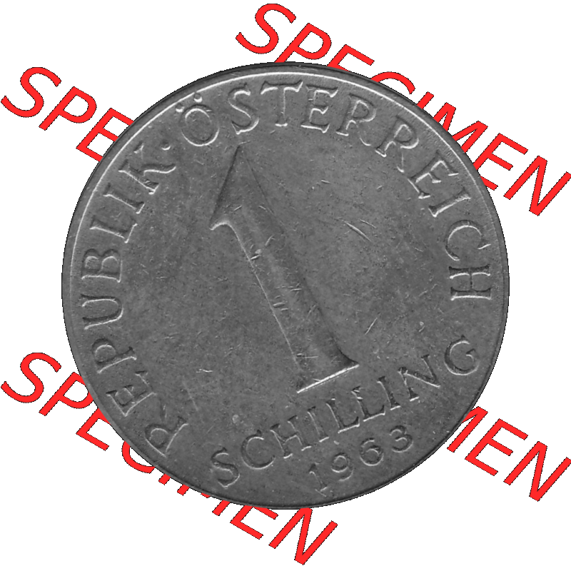 Alte Münzen Österreich 1 / Ein Schilling 1959-2001, 1 Schilling 1963-01, Edelweiß Graustufen. Vorderseite in Graustufen der 1 / Ein-Schilling-Münze aus der... Sammlung