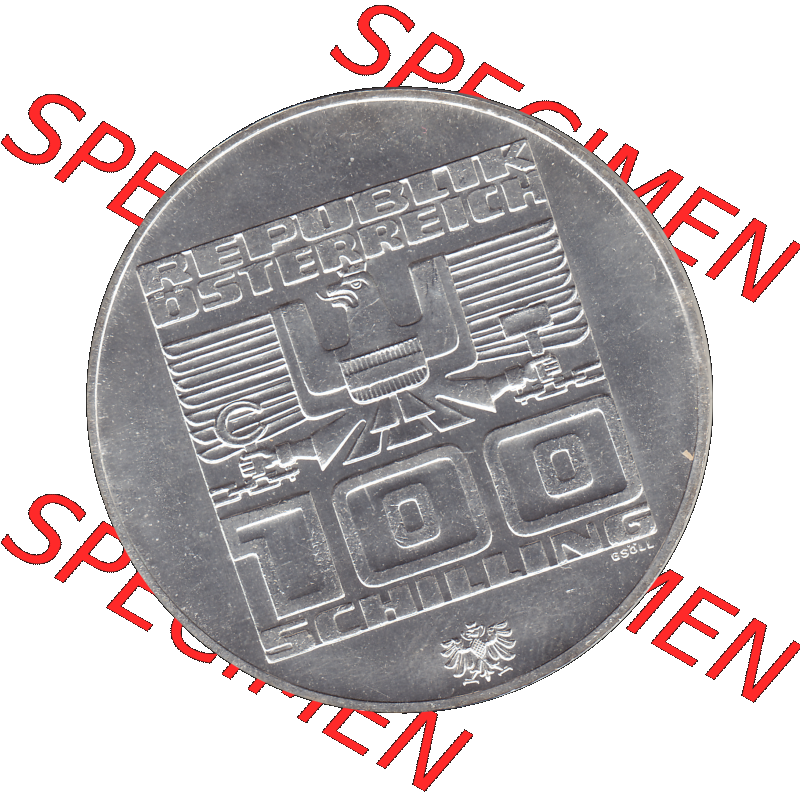Alte Münze 100 / Einhundert Schilling Österreich auf original farbigen transparenten PNG-Bild 1976-1976, 100 Hundert Schilling, Altes Rathaus und Stadtturm in Innsbruck 1976-02,... Sammlung