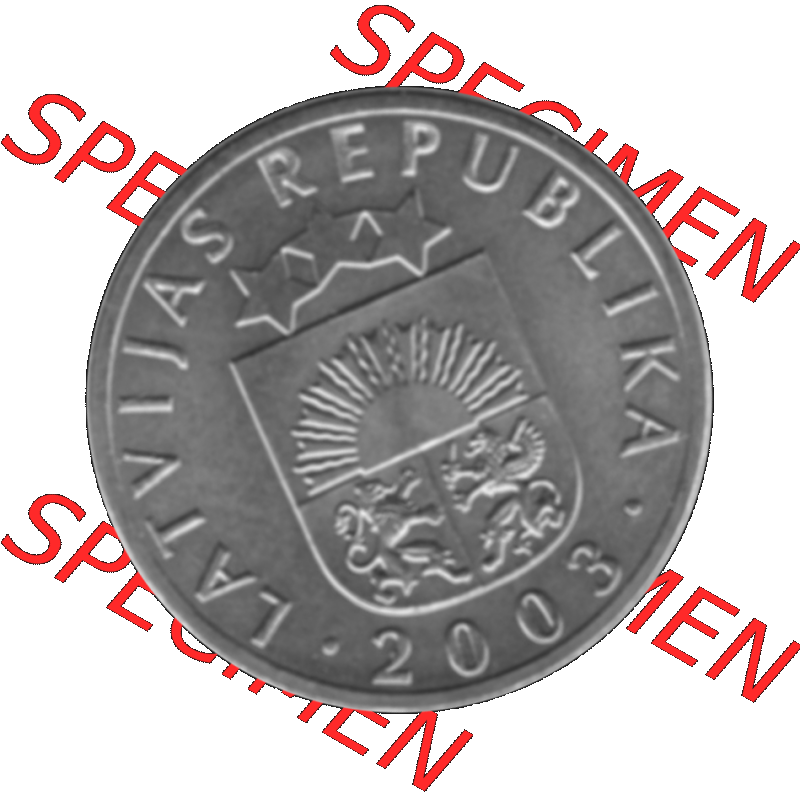 Alte Münze Lettland Umlaufmünze 1992-2008, 1 Santims 2003-01, VS Staatswappen, RS. Wert-Zahl Graustufen. Vorderseite in Graustufen der Münze aus Lettland... Sammlung