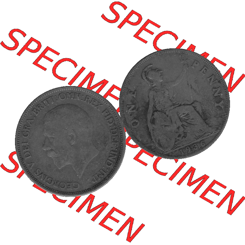 Alte Münze Großbritannien Umlaufmünze One Penny, 1 Pence 1928-1936, 1 One Penny, 1936-02 , George V. BM GEORGIVS V DEI GRABRITTOMNREX FIDDEFINDIMP Graustufen.... Sammlung